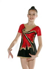 red hologram and black lycra leotard