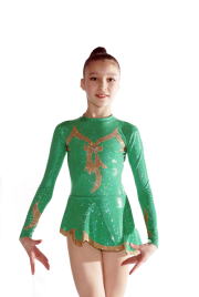 lovely green hologram leotard with gold details.