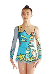 Blue lycra rhymic gymnastics leotard including sequins and details