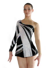 Black and white leotards costumes for rhythmic gymnastics competition