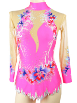pink floral rhythmic gymnastics leotard 