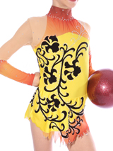rhythmic gymnastics yellow and orange for competition