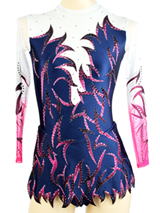 detailed flame on blue base leotard 