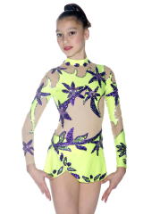 bright yellow leotards with purple sequins